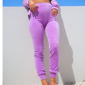 Elsie & Fred Suburbia Purple Velour Jogger
